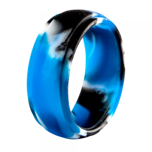 blue camo mens silicone ring