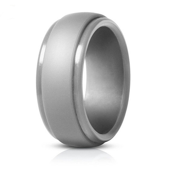 men's silicone ring light grey